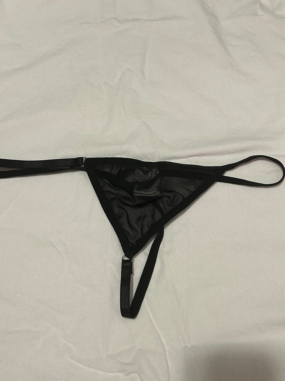 PINK Victoria's Secret Black Sheer Mesh G-String Panty